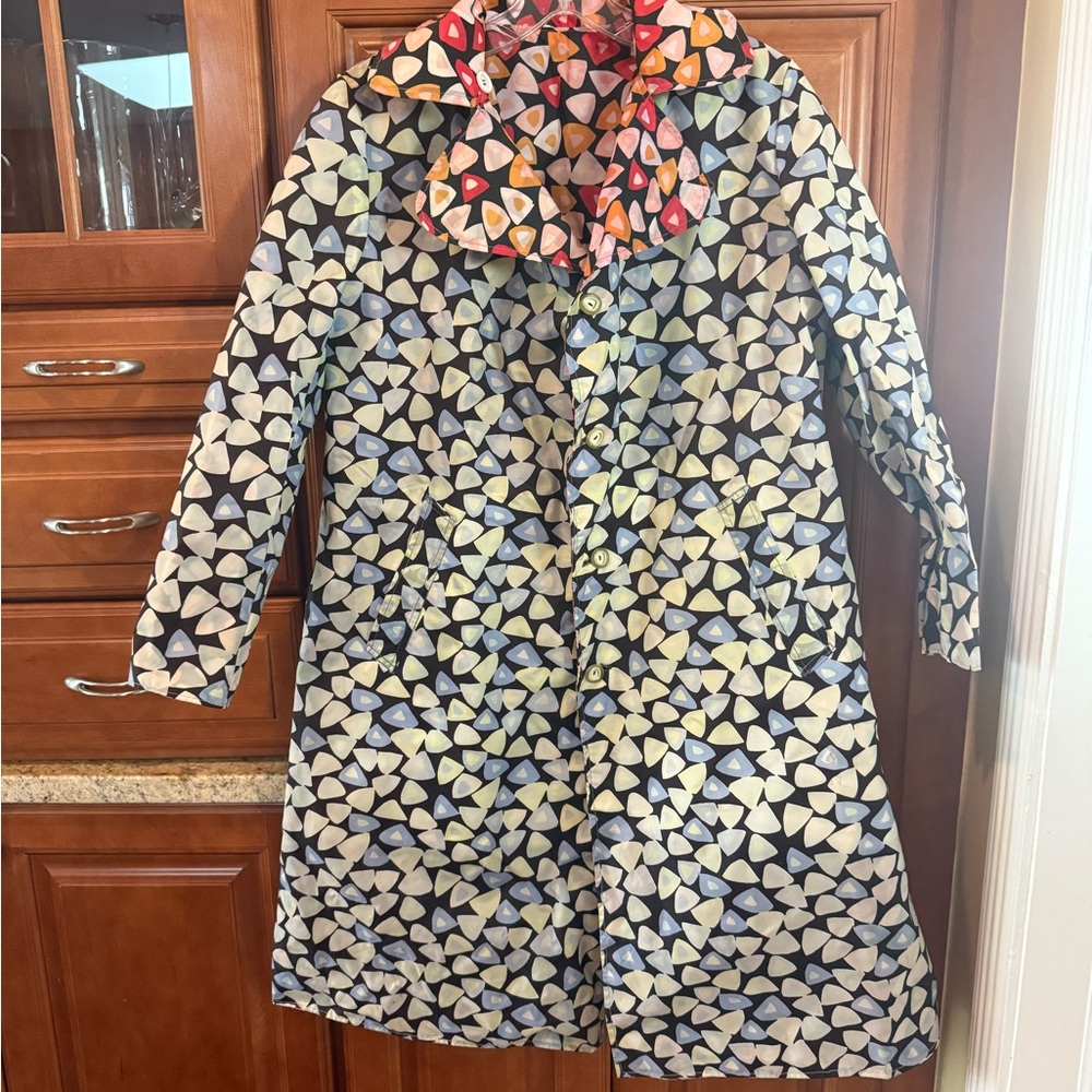 Vintage Mid Century Reversible Patterned Women’s Raincoat Small
